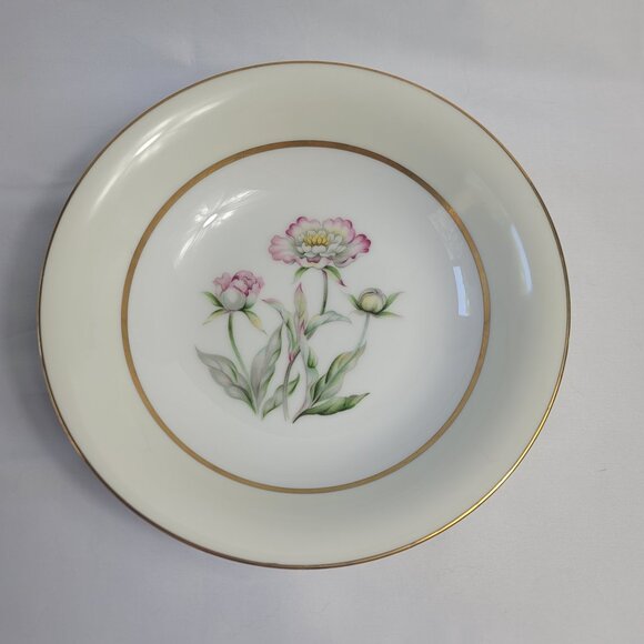 Mikado Harmony Round Serving Bowl Cream Rim Pink Floral Center - Picture 1 of 14